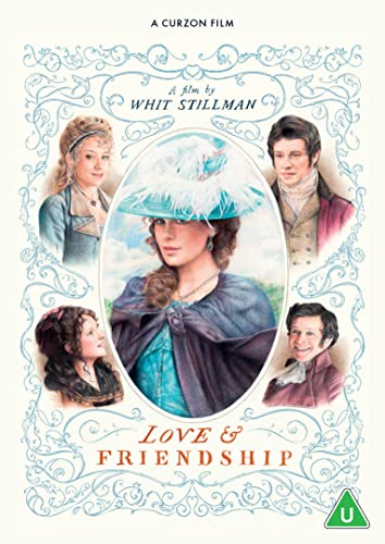 DVD cover for “Love & Friendship” featuring four people in period clothing.