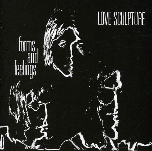 "Black and white album cover with a stylized illustration of a person's face."