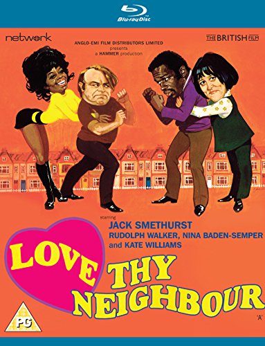Love Thy Neighbour" Blu-ray cover with illustrated characters and a red heart.