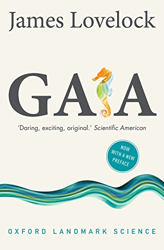 Book cover for Gaia by James Lovelock featuring a seahorse letter I.