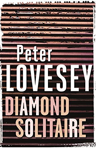 Book cover with white text reading "Peter Lovesey Diamond Solitaire" on striped background.