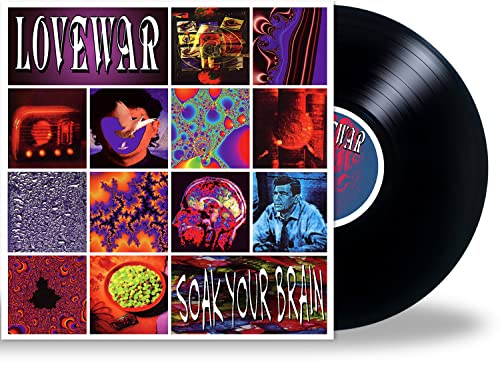Lovewar “Soak Your Brain” vinyl record with colorful, collage-style album art.
