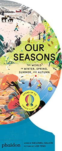 Book cover depicting seasonal scenes around a central globe illustration.