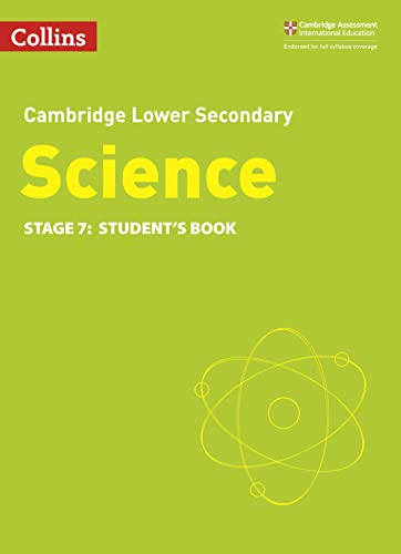 Green textbook cover for Stage 7 Science, with an atom illustration.