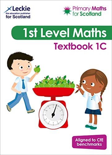 Primary maths textbook 1C cover with children, apples, and scales.