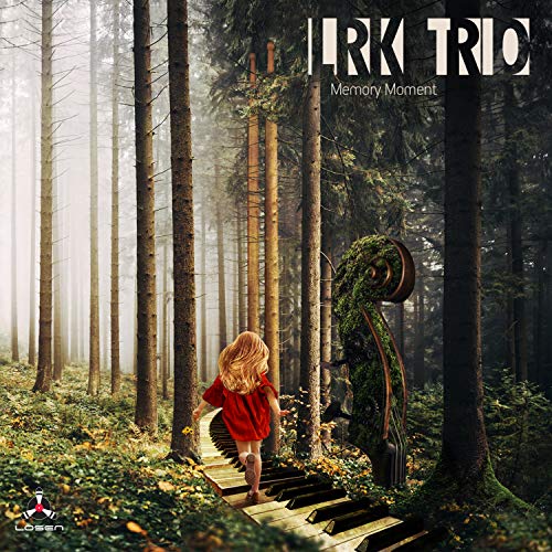 CD cover: forest scene with a girl and a piano staircase.