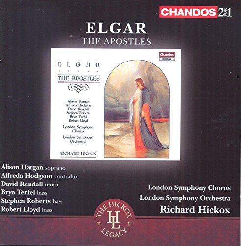 CD cover for Elgar’s “The Apostles” with religious artwork and text.