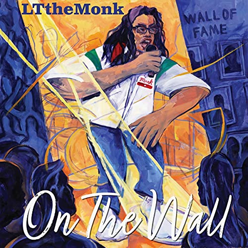 Painted album cover featuring LTtheMonk performing with a microphone.