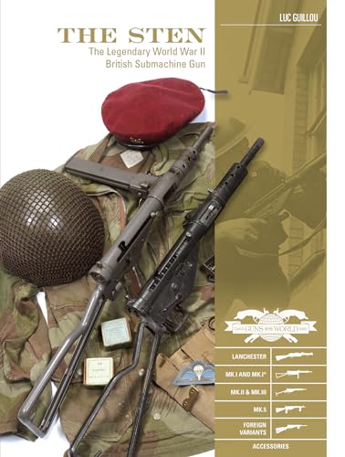 Book cover featuring a Sten submachine gun, helmet, and beret.