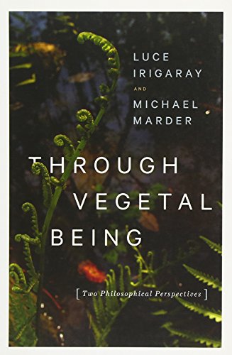 Book cover: "Through Vegetal Being" with a fern against a dark background.