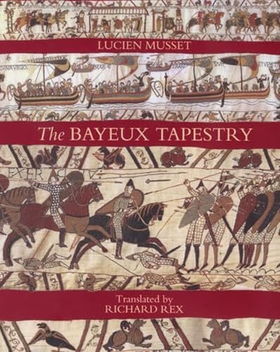 Book cover depicting scenes from the medieval Bayeux Tapestry, with figures and ships.