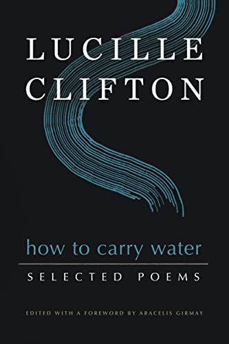 Book cover: "How to Carry Water" by Lucille Clifton, with blue wave design.