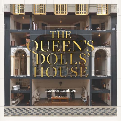 Book cover showing a cross-section of a detailed, multi-story dollhouse with gold text.