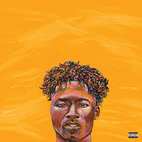 Painted portrait of Lucky Daye against a bright yellow, textured background.