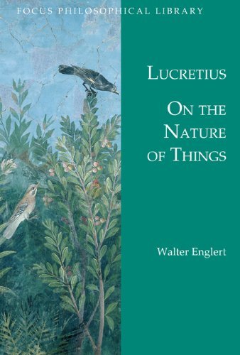 Book cover: "On the Nature of Things" by Lucretius, with bird imagery.