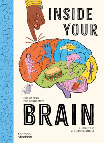 Book cover: colorful brain illustration with a pointing hand and various objects.