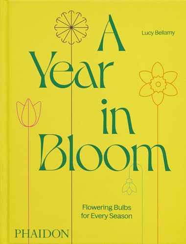 Book cover with yellow background, green text, and simple line drawings of flowers.