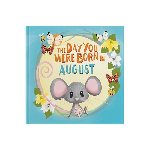 Children’s book cover with a mouse, butterflies, and floral decorations.