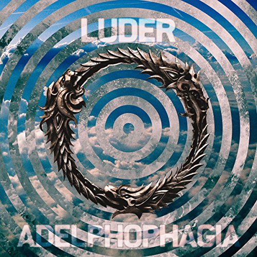 CD cover for Luder’s “Adelphophagia” featuring a swirling design and ornate dragons.