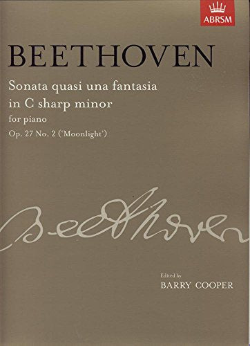 Beethoven’s “Moonlight Sonata” sheet music, brown cover, ABRSM edition.