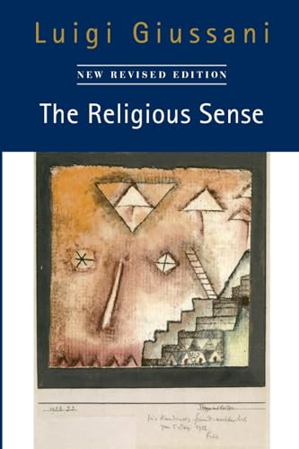 Book cover: "The Religious Sense" by Luigi Giussani, with abstract art.