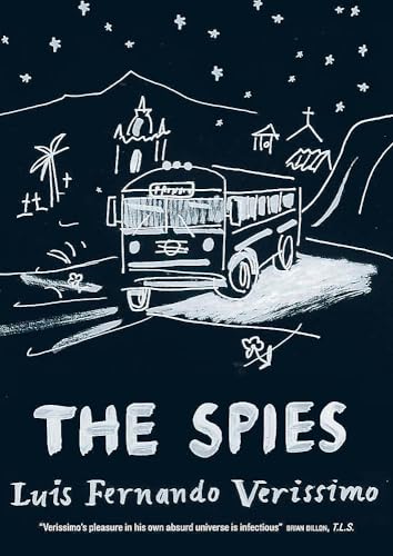 White chalk-style drawing of a bus in a night landscape on dark blue background.