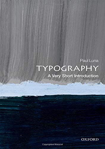 Book cover: "Typography: A Very Short Introduction" with abstract paint strokes.
