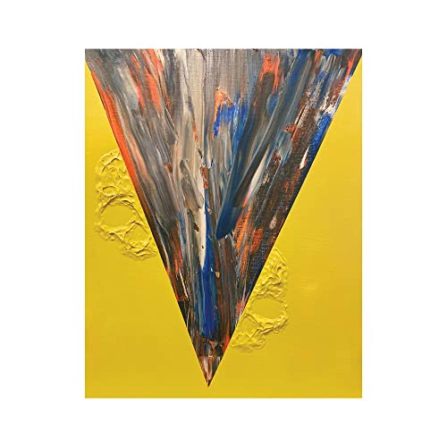 Lupe Fiasco vinyl album cover with abstract yellow, blue, and red painting.