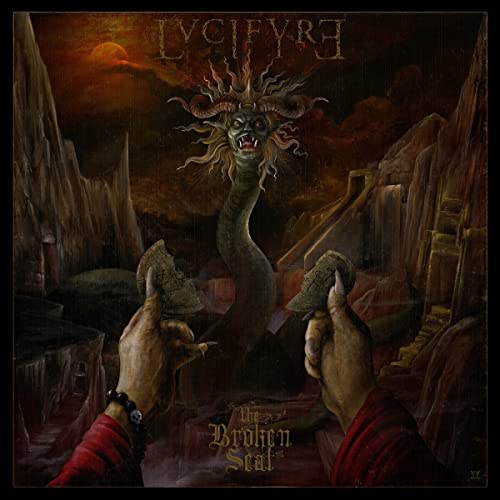 Dark fantasy album cover featuring a horned demon and broken stone hands.