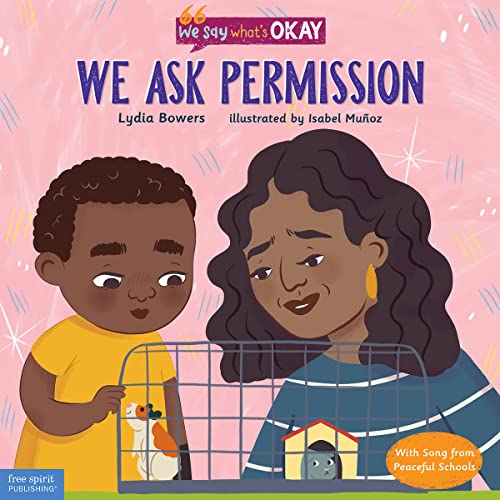 Book cover: child and adult looking at a cat and dog in a cage.