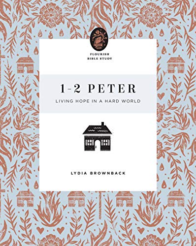 Book cover with floral pattern, house illustration, and title "1-2 Peter.