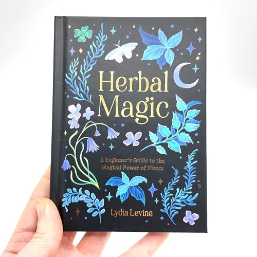 Book cover with blue floral illustrations, titled "Herbal Magic" by Lydia Levine.