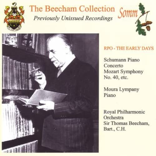 CD cover featuring Sir Thomas Beecham and Moura Lympany, black and white photo.