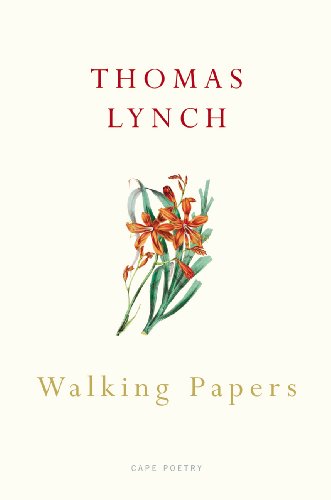Book cover: “Walking Papers” by Thomas Lynch, with floral illustration.