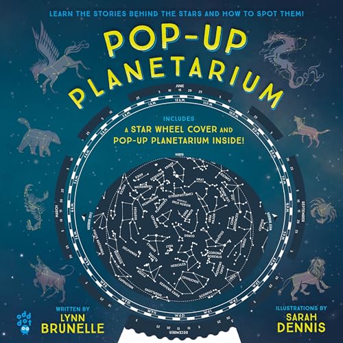 Book cover featuring constellations, a star wheel, and pop-up elements.