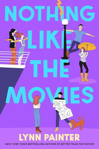 Book cover: illustrated people with a dog, purple background, title "Nothing Like the Movies".