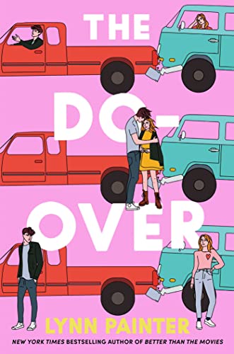 Book cover: illustrated people and vintage trucks, pink and teal color scheme.