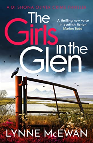 Book cover: "The Girls in the Glen" with a rural landscape and raven.