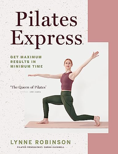 Pilates Express book cover featuring a woman demonstrating a Pilates pose.