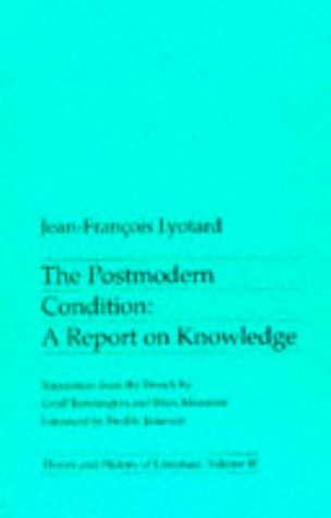Book cover: "The Postmodern Condition" by Jean-François Lyotard, turquoise background.