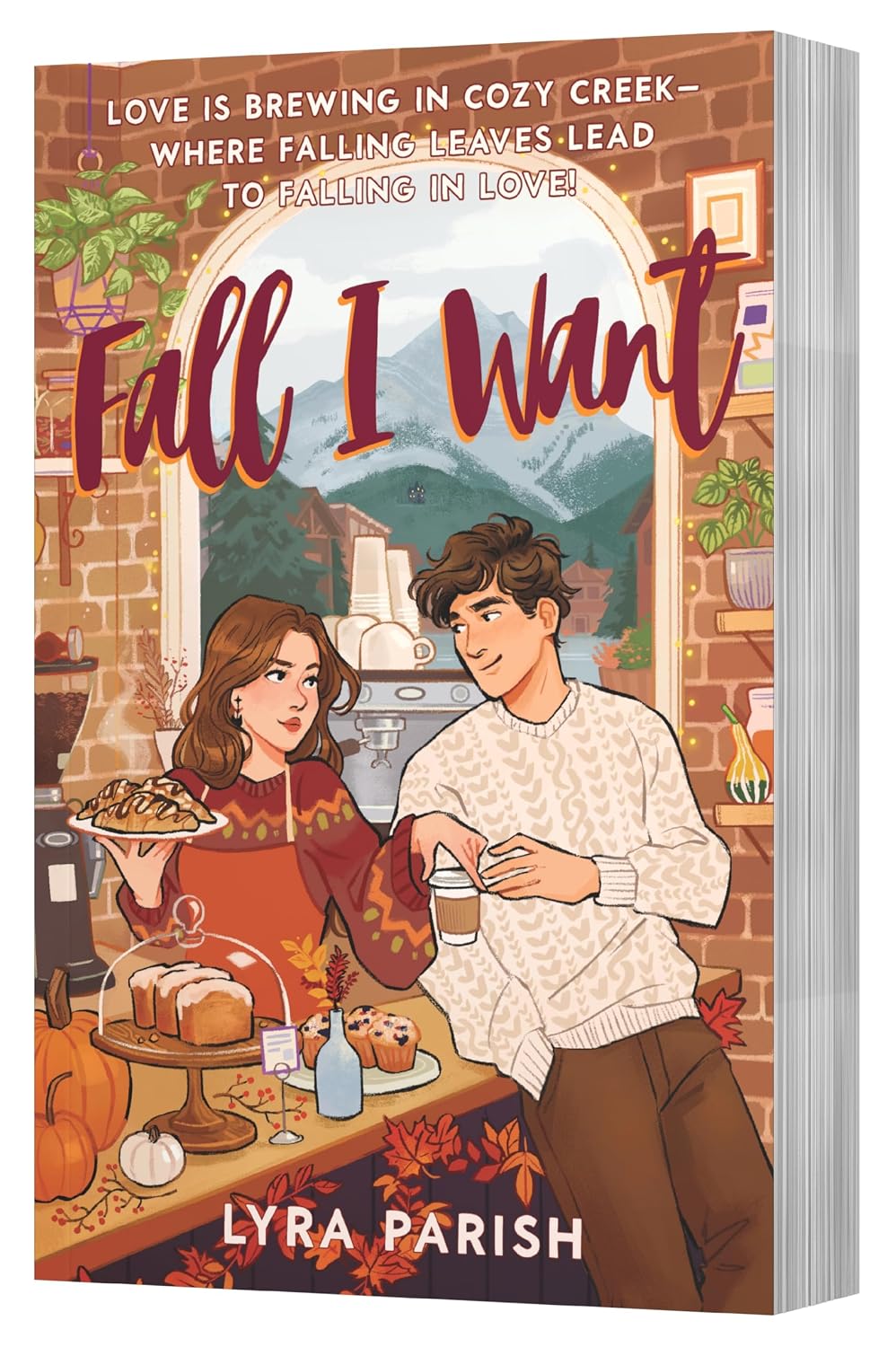 Book cover featuring a couple sharing a meal with autumn scenery.