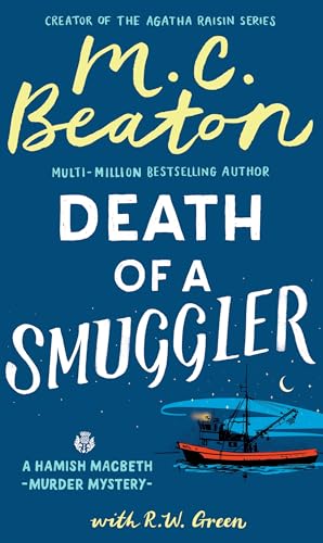 Book cover for Death of a Smuggler by M.C. Beaton featuring a fishing boat.
