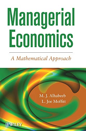 Book cover: "Managerial Economics" with abstract green and orange swirls.