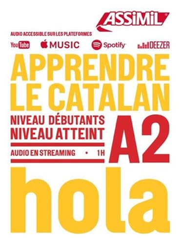 Assimil language course cover: "Apprendre Le Catalan Niveau A2" with streaming logos.