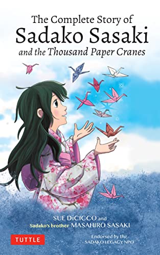 Book cover featuring an anime-style girl in a kimono surrounded by paper cranes.