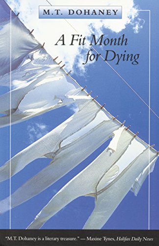 Book cover: "A Fit Month for Dying" with laundry on a clothesline.