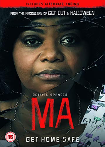 DVD cover for "Ma" featuring Octavia Spencer with cracked glass effect.