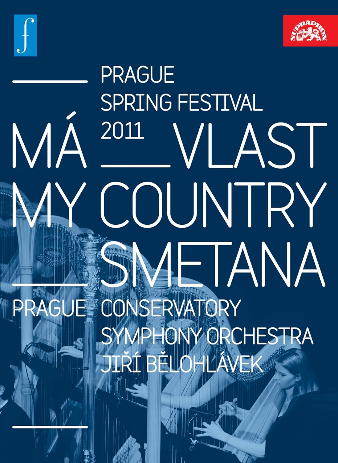 DVD cover for "Má Vlast" featuring an orchestra and text in white.