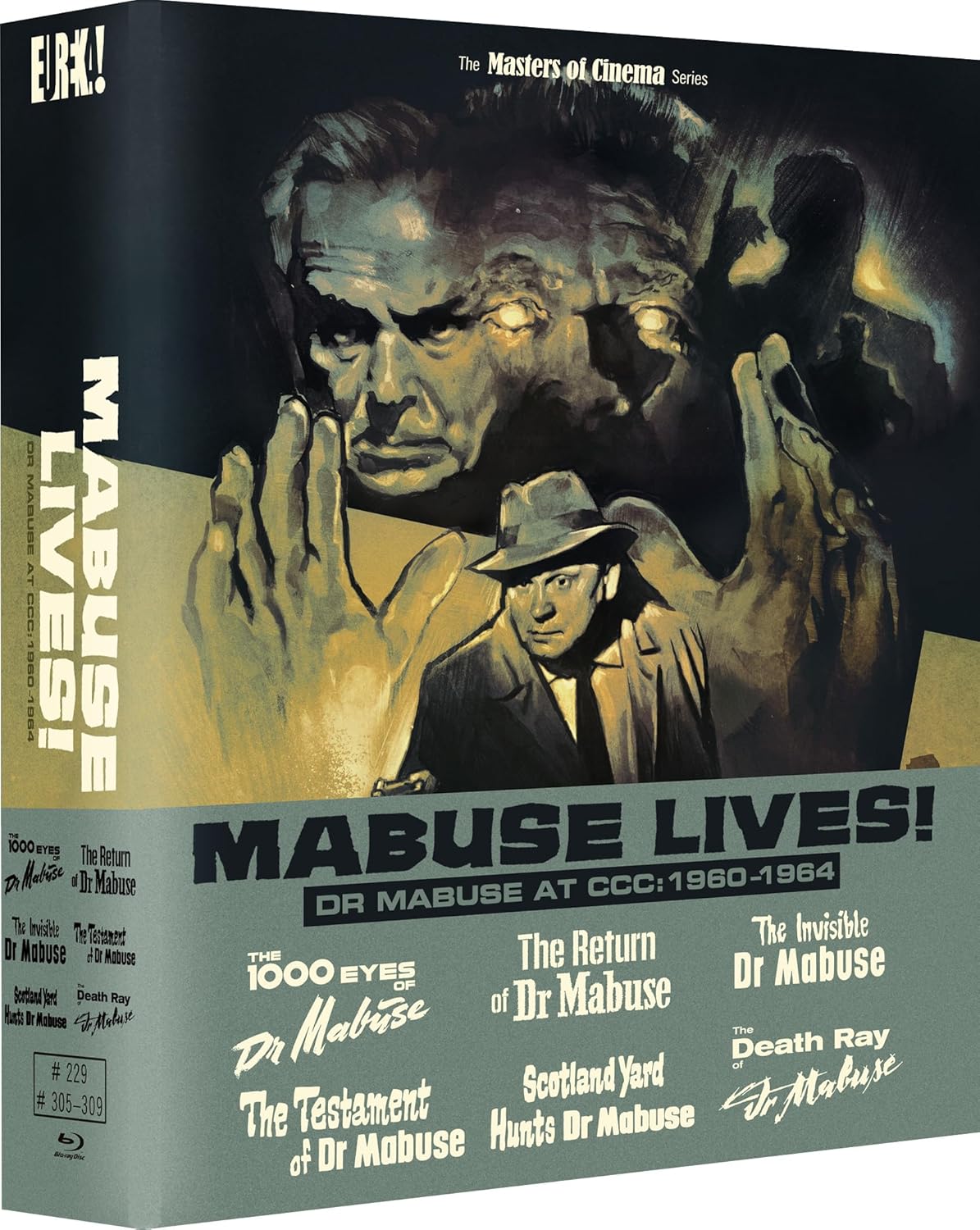 Blu-ray cover for "Mabuse Lives!", featuring a shadowed face and bold text.