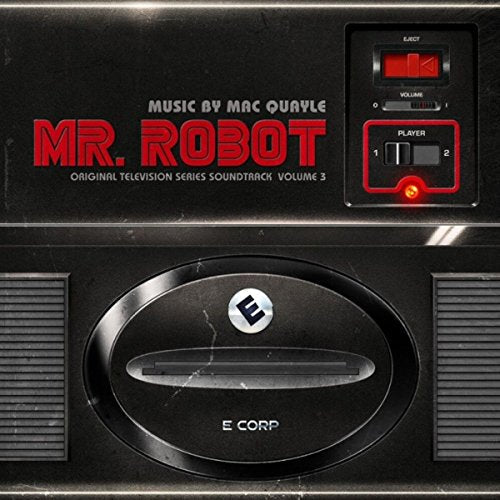 Vinyl cover art resembling a vintage gaming console with Mr. Robot branding and E Corp.